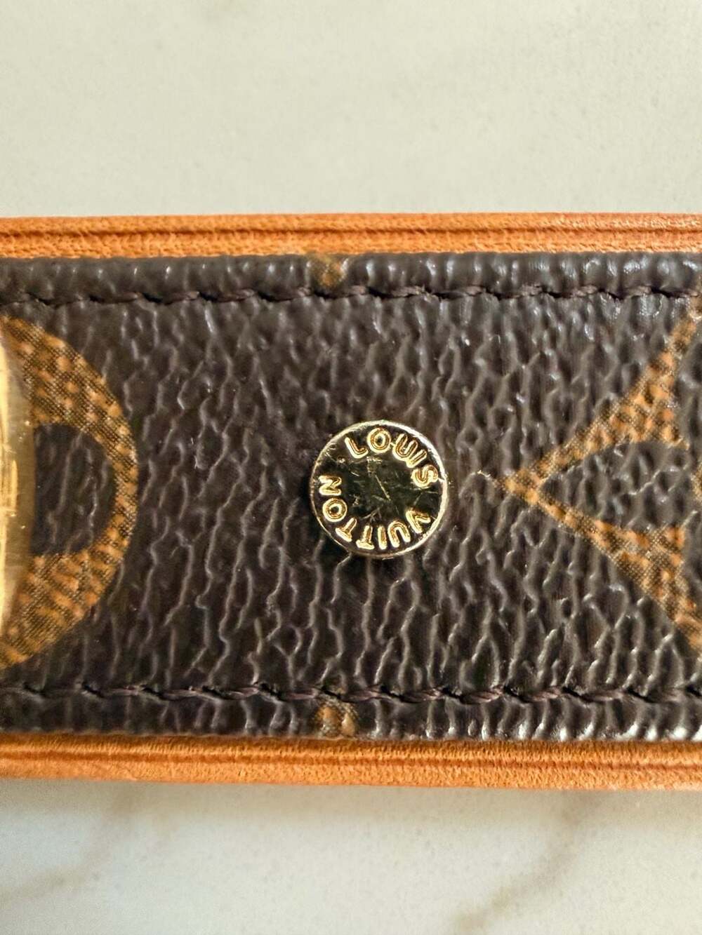 Authentic Louis Vuitton Baxter Monogram Dog Collar Large France LV Leather Pet - Picture 4 of 11